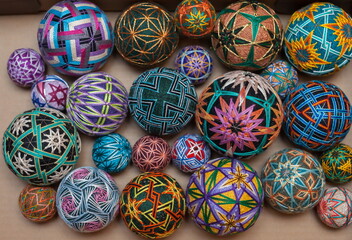 Traditional japanese decorative balloon of happiness made of yarn