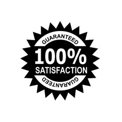Fototapeta na wymiar 100% Percent Satisfaction Guaranteed Stamp Mark Seal Sign Black and White