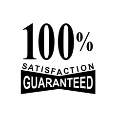 100% Percent Satisfaction Guaranteed Mark Sign Black and White
