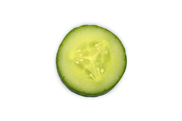 Fresh slice cucumber close-up on a white background