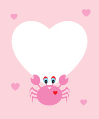 Obraz na płótnie Canvas cute love card with crab vector