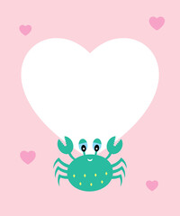 cute love card with crab vector