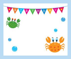 cute crab birthday invitation card