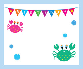 cute crab birthday invitation card