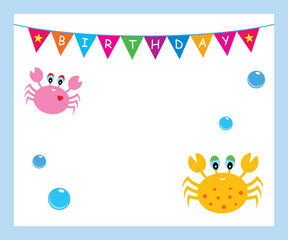 cute crab birthday invitation card
