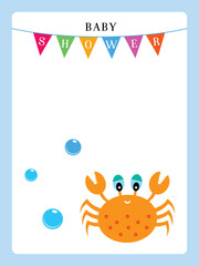 baby shower invitation card with cute crab vector