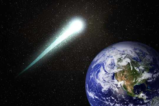 A Comet Close To The Earth. Part Of The Image Furnished By NASA
