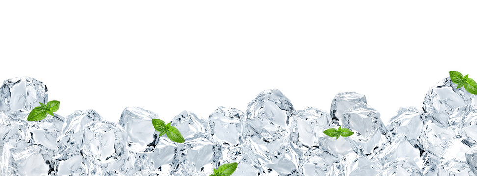 Blank ice cubes frame for product placement isolated on white background including clipping path.