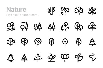 Nature vector icons. Trees. Plants.