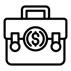 Money suitcase icon. Outline money suitcase vector icon for web design isolated on white background