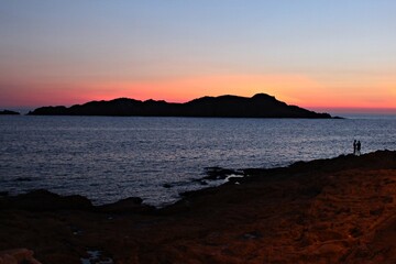 Italy, Sardinia Island: Sunset of Isola Rossa.