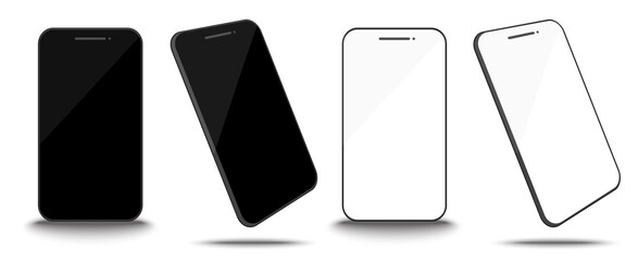 smart phone screen black and white isolate