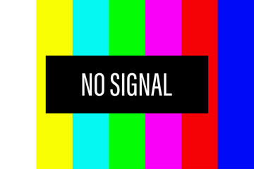 no tv signal screen. color test vector. television broken background. retro technical bars. malfunction pattern. difficulties image. video noise template. film