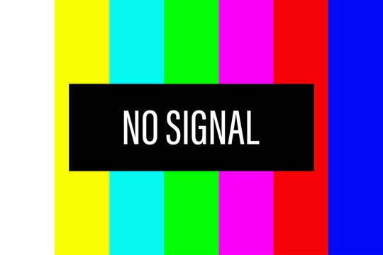 no tv signal screen. color test vector. television broken background. retro technical bars. malfunction pattern. difficulties image. video noise template. film