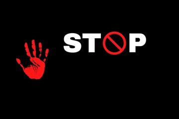 Stop Illustration showing blood red palm. There is a huge protest going on in many cities of United States of America over the death of 
