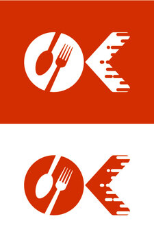 OK Food Logo, spoon, fork, dish, fast delivery