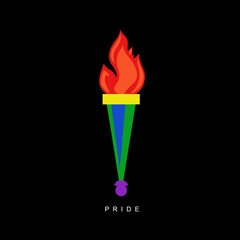 LGBT LGBTQ pride flag month logo sign Torch fire flame Rainbow love concept Human rights and tolerance Modern design Fashion print clothes apparel greeting invitation card banner badge poster flyer