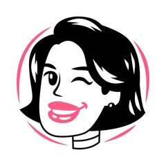 bob hairstyle girl's head logo sign