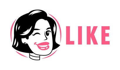 girl with bob hairstyle head logo like