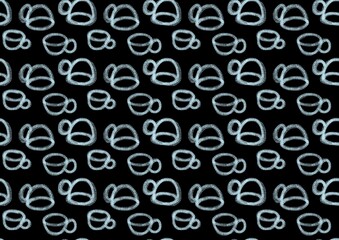 Pattern and seamless cups of coffee drawing  