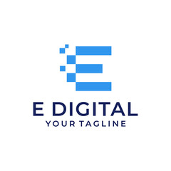 E digital logo vector with modern simple designs