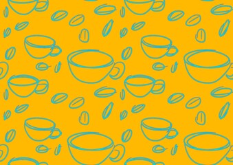 Pattern and seamless cups of coffee drawing  