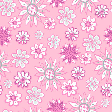 Hand Draw Light Pink Floral Seamless  Pattern