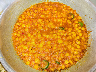 top view of a well cooked delicious plate of Pakistani dish named as daal fry