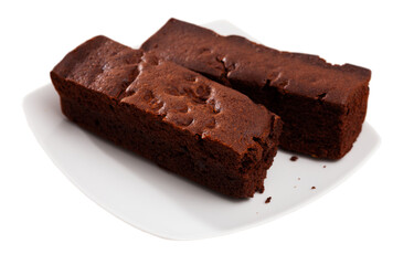 Fototapeta na wymiar Tasty traditional dessert brownie cake, close-up