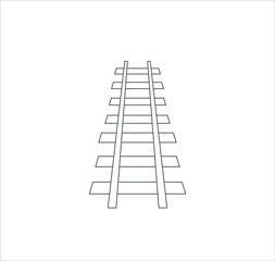 Outline railroad icon, railway vector illustration on white background