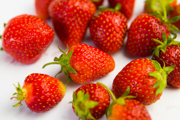 strawberries on white