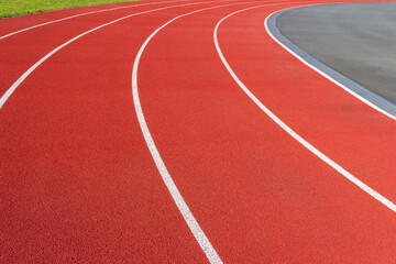 The markings on the treadmill. Treadmill at the sports stadium. Sports Stadium