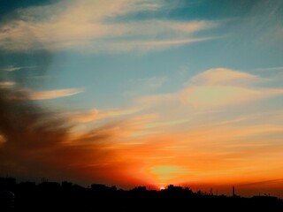 sunset over the city