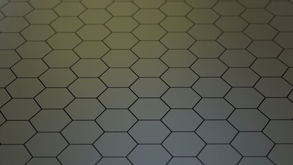 Abstract geometric background of extruded metal hexagons, 3D render illustration