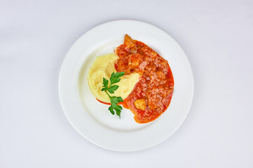 A plate of food on a table