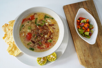 Soto Betawi. Traditional beef and offal soup from Betawi, Jakarta.