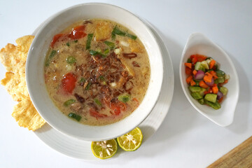 Soto Betawi. Traditional beef and offal soup from Betawi, Jakarta.