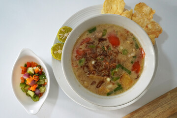Soto Betawi. Traditional beef and offal soup from Betawi, Jakarta.