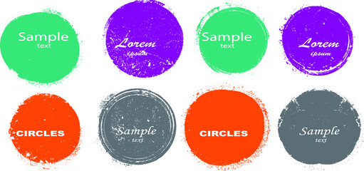 Grunge post Stamps Collection, Circles. Banners, Insignias , Logos, Icons, Labels and Badges Set . vector distress textures.blank shapes.