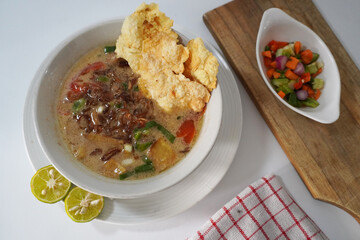 Soto Betawi. Traditional beef and offal soup from Betawi, Jakarta.