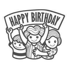 young boy and young girl says happy birthday together vector illustration