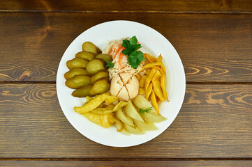A plate of food on a table
