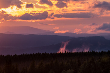 sunset in the mountains