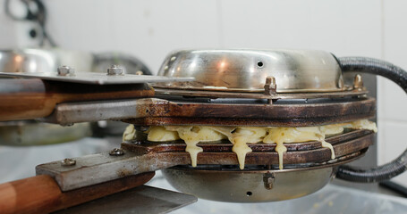 Making of hong Kong local food egg waffle