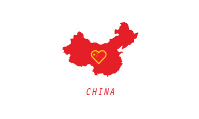 China map heart symbol love vector illustration 