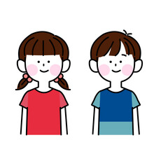 笑顔でこちらを向いている男女の子ども