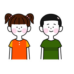 笑顔でこちらを向いている男女の子ども