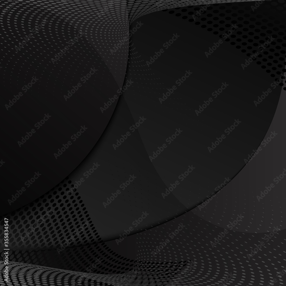 Wall mural abstract halftone background. halftone element on blakc backdrop. modern geometric motion design pat
