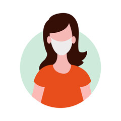 Girl character with face mask - flat vector illustration