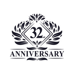32 years Anniversary Logo, Luxury floral 32nd anniversary logo.